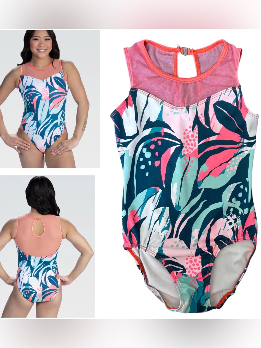 GK Elite Suni Lee Grounded Growth Gymnastic
Peach Floral Tank Leotard CM